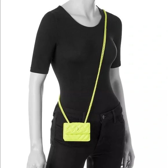 NWT KURT GEIGER LONDON Micro Kensington Neon Yellow Leather Crossbody - Picture 7 of 8